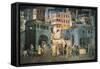 Allegory of the Good Government: Effects of Good Government on the City Life-Ambrogio Lorenzetti-Framed Stretched Canvas