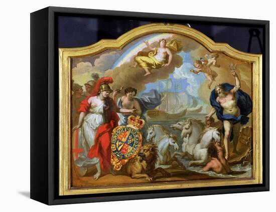 Allegory of the Power of Great Britain by Sea, Design for a Decorative Panel-Sir James Thornhill-Framed Stretched Canvas