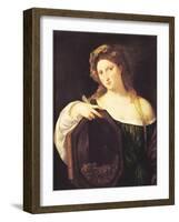 Allegory of Vanity, or Young Woman with a Mirror, circa 1515-Titian (Tiziano Vecelli)-Framed Giclee Print