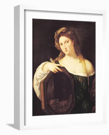 Allegory of Vanity, or Young Woman with a Mirror, circa 1515-Titian (Tiziano Vecelli)-Framed Giclee Print