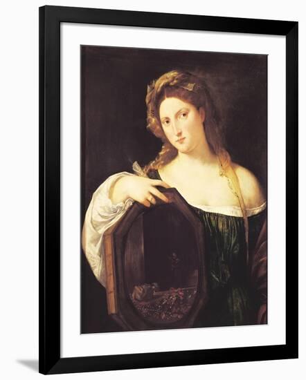 Allegory of Vanity, or Young Woman with a Mirror, circa 1515-Titian (Tiziano Vecelli)-Framed Giclee Print