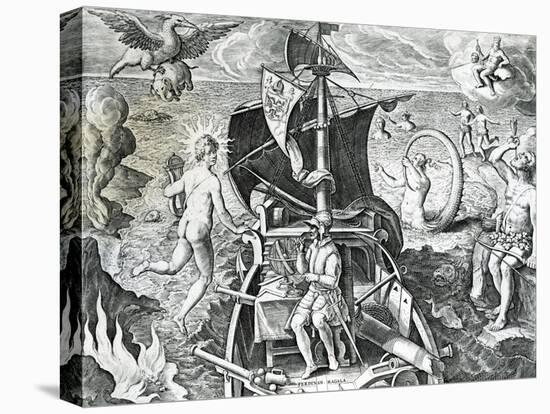 Allegory on the Travels of Ferdinand Magellan-Theodore de Bry-Stretched Canvas