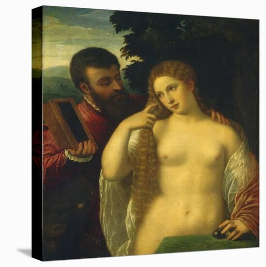 Allegory, Possibly Alfonso D'Este and Laura Dianti-Titian (Tiziano Vecelli)-Stretched Canvas