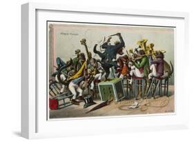 Allegro Furioso' - a Monkey Orchestra-null-Framed Art Print