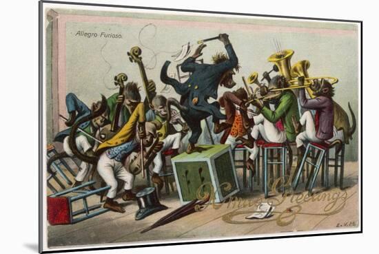 Allegro Furioso' - a Monkey Orchestra-null-Mounted Art Print