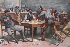 Argument over Cards in a Western Saloon, 1895-Allen Carter Redwood-Framed Stretched Canvas