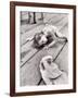 Allen Cook's Daughter Looking at the Open Mouth of a Just Caught, Giant Fish-Alfred Eisenstaedt-Framed Photographic Print