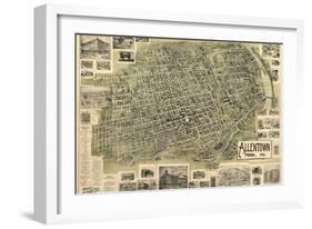 Allentown, Pennsylvania - Panoramic Map-Lantern Press-Framed Art Print