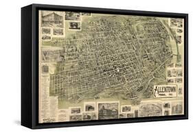 Allentown, Pennsylvania - Panoramic Map-Lantern Press-Framed Stretched Canvas
