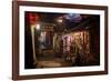 Alley at Night with Tibetan Style Hostel and Motorcycle in Lijiang Old Town, Lijiang, Yunnan-Andreas Brandl-Framed Photographic Print