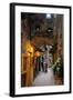 Alley in the Old Town with Flower Arrangements on occasion of the Flower Festival in Dolceacqua-null-Framed Art Print