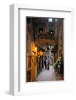 Alley in the Old Town with Flower Arrangements on occasion of the Flower Festival in Dolceacqua-null-Framed Art Print