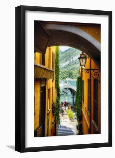 Alley With a Lake View, Bellagio, Lake Como, Italy-George Oze-Framed Photographic Print