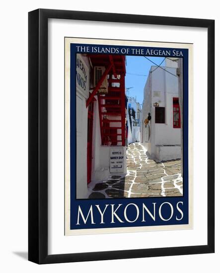 Alleyway in Mykonos Greece 4-Anna Siena-Framed Giclee Print
