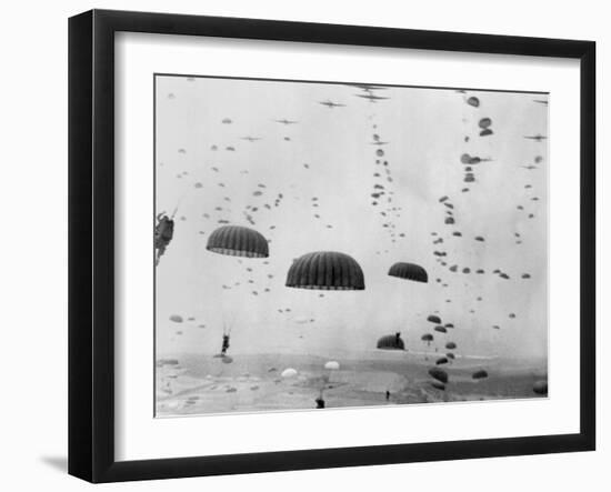 Allied Aircraft Drop Paratroopers into German Held Netherlands-null-Framed Photo