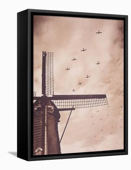 Allied Aircraft Tow Gliders Carrying Airborne Troops over the Netherlands, Battle of Arnhem, 1944-English Photographer-Framed Stretched Canvas