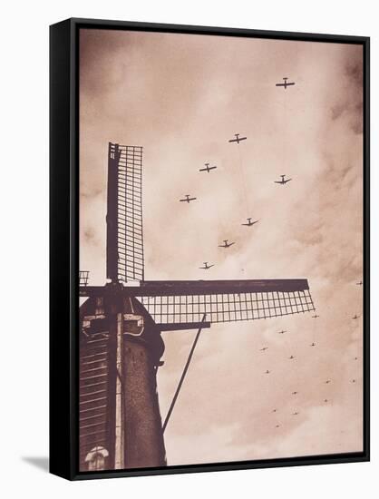 Allied Aircraft Tow Gliders Carrying Airborne Troops over the Netherlands, Battle of Arnhem, 1944-English Photographer-Framed Stretched Canvas