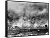 Allied Bombing on German Controled Town-null-Framed Stretched Canvas