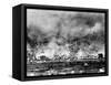 Allied Bombing on German Controled Town-null-Framed Stretched Canvas