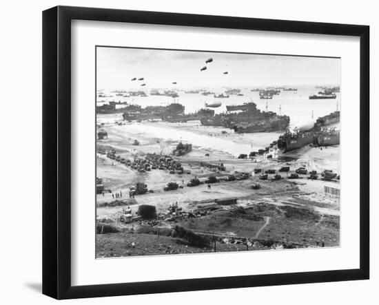 Allied Forces at a Beach in Normandy-null-Framed Premium Photographic Print