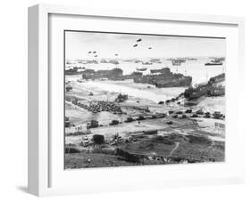 Allied Forces at a Beach in Normandy-null-Framed Premium Photographic Print