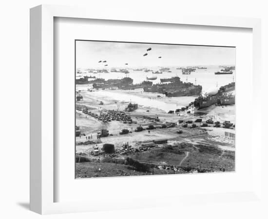 Allied Forces at a Beach in Normandy-null-Framed Photographic Print