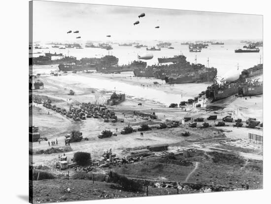 Allied Forces at a Beach in Normandy-null-Stretched Canvas