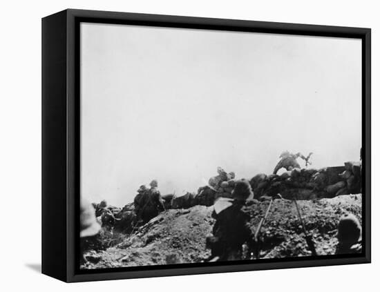 Allied Forces Attacking from the Trenches at Gallipoli During World War I-Robert Hunt-Framed Stretched Canvas