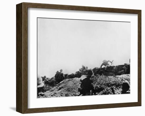 Allied Forces Attacking from the Trenches at Gallipoli During World War I-Robert Hunt-Framed Photographic Print