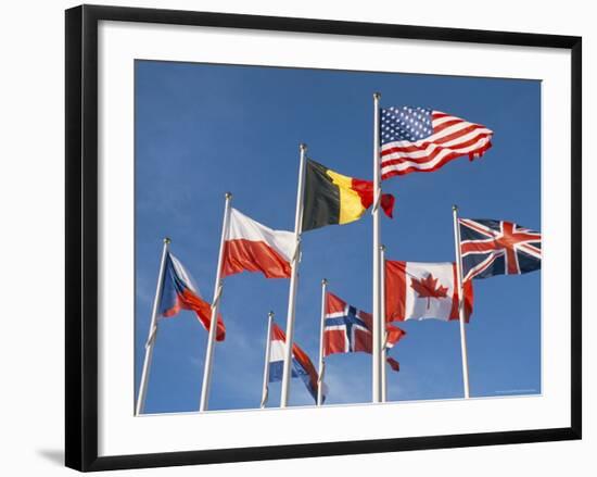 Allied Forces Flags Flying at War Landing Beaches, Calvados, Normandy, France-Guy Thouvenin-Framed Photographic Print