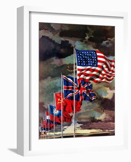 "Allied Forces Flags," July 3, 1943-John Atherton-Framed Giclee Print