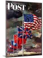 "Allied Forces Flags," Saturday Evening Post Cover, July 3, 1943-John Atherton-Mounted Giclee Print