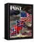 "Allied Forces Flags," Saturday Evening Post Cover, July 3, 1943-John Atherton-Framed Stretched Canvas