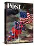 "Allied Forces Flags," Saturday Evening Post Cover, July 3, 1943-John Atherton-Stretched Canvas