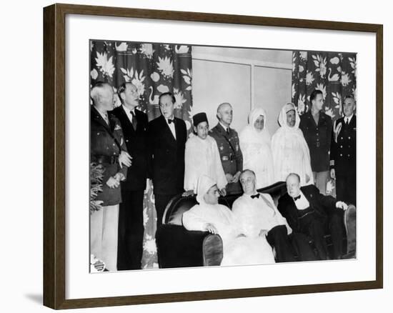 Allied Nations War Strategy Conference in Casablanca, French Morocco, Feb 1, 1943-null-Framed Photo