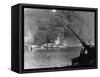 Allied Ships Burning in Battle-null-Framed Stretched Canvas