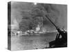 Allied Ships Burning in Battle-null-Stretched Canvas