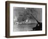 Allied Ships Burning in Battle-null-Framed Photographic Print