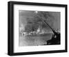 Allied Ships Burning in Battle-null-Framed Photographic Print