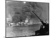 Allied Ships Burning in Battle-null-Mounted Photographic Print