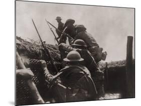 Allied Soldiers Go over the Top During World War I, Ca. 1917-null-Mounted Photo