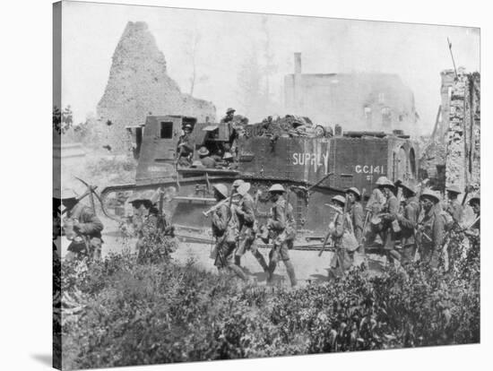 Allied Troops Marching Through a Liberated Town, 27 October 1918-null-Stretched Canvas