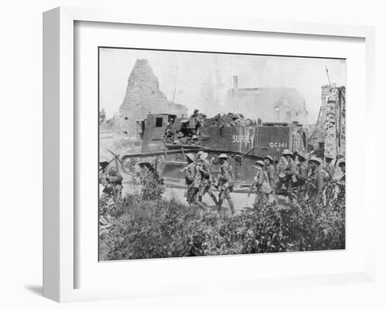 Allied Troops Marching Through a Liberated Town, 27 October 1918-null-Framed Giclee Print