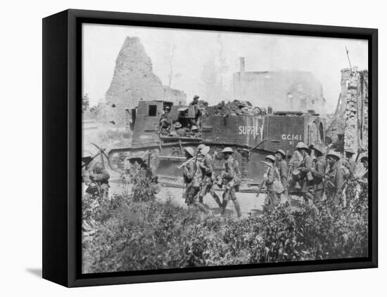 Allied Troops Marching Through a Liberated Town, 27 October 1918-null-Framed Stretched Canvas