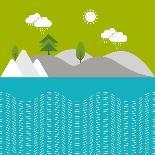 Beautiful Nature Background with River, Water, Green Trees and Mountains.-Allies Interactive-Stretched Canvas