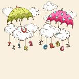 Cute Little Girl Enjoying Rains on Nature Background for Monsoon Season.-Allies Interactive-Art Print