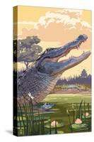 Alligator and Baby-Lantern Press-Stretched Canvas