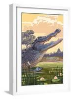 Alligator and Baby-Lantern Press-Framed Art Print
