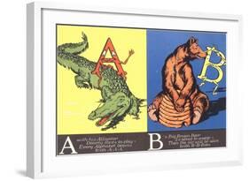 Alligator and Bear-null-Framed Art Print