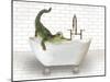 Alligator In Bathtub-Matthew Piotrowicz-Mounted Art Print